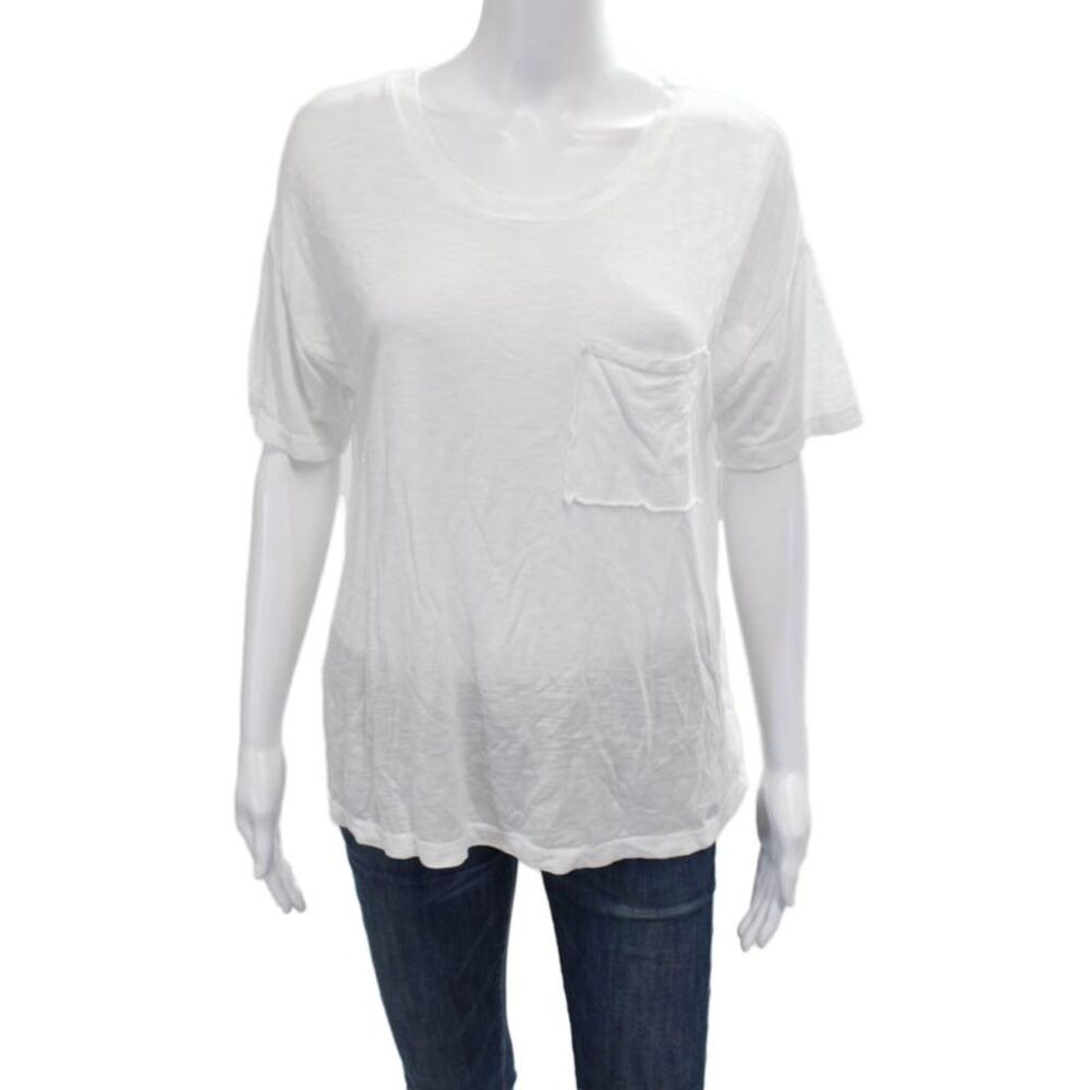 Crown Jewel Women Basic Scoop Neck Modal T-Shirt Short Sleeve White Size S